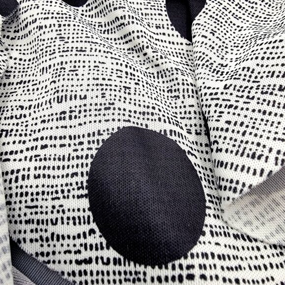 Vintage 80s 90s Black & Gray  Polka Dot Dress With Bow Collar & Elastic Waist - Picture 10 of 13